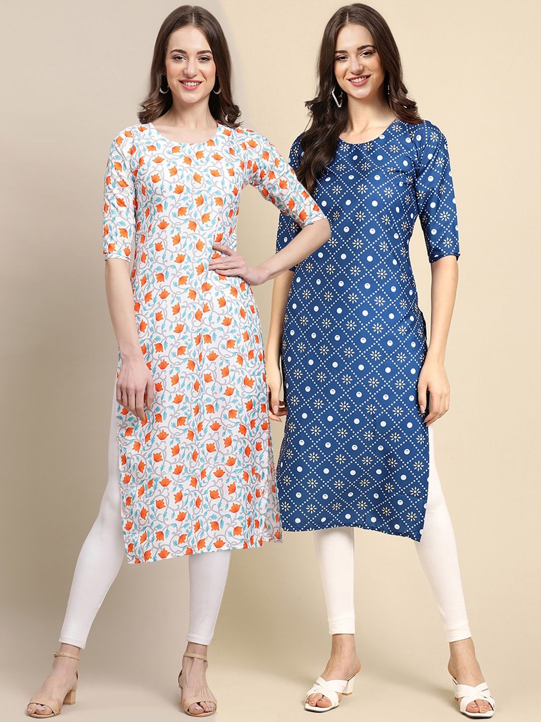 7threads KALINI Women Multicoloured Geometric Printed Block Print Handloom Crepe Kurta-picture-24