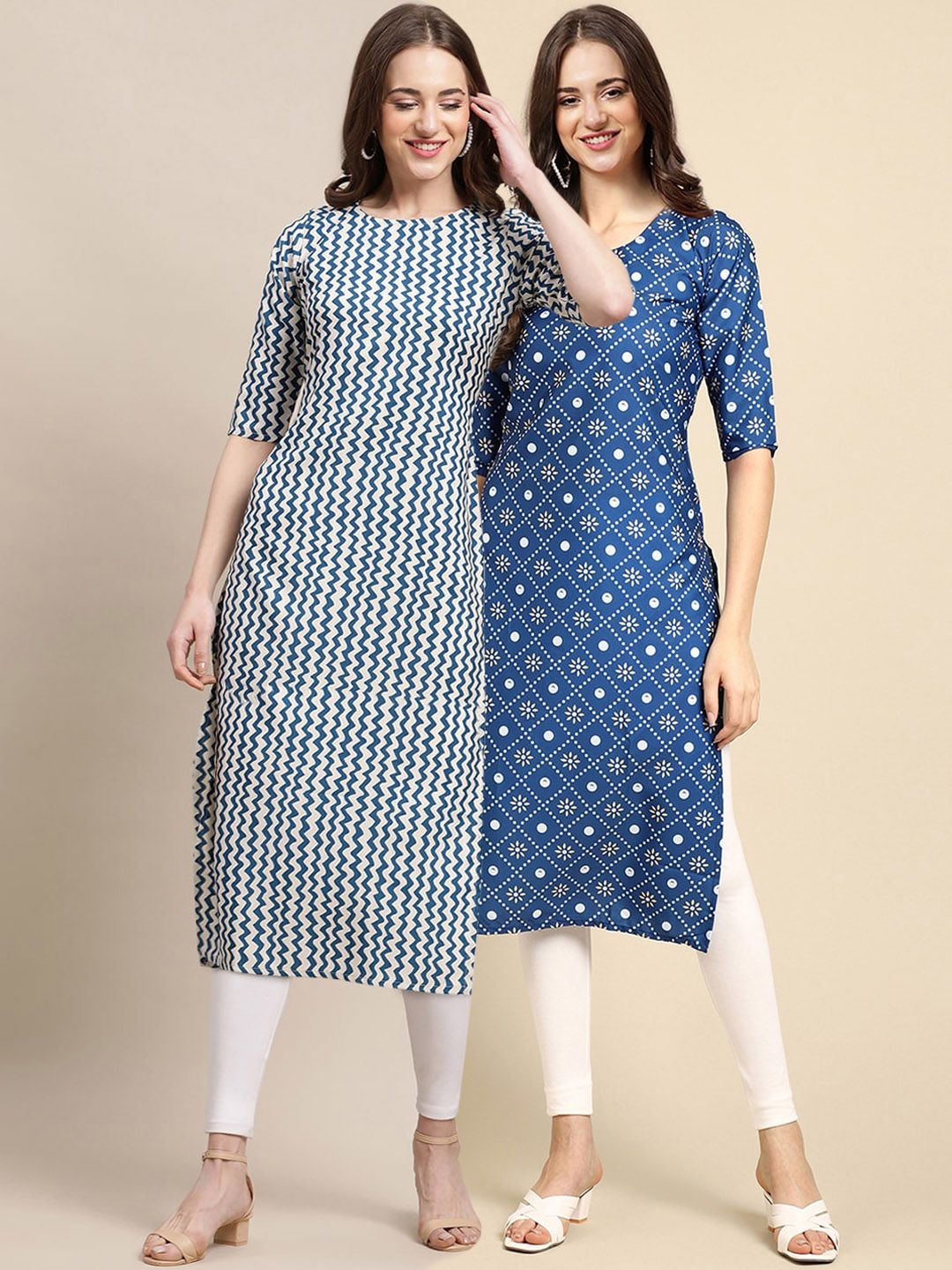 7threads KALINI Women Multicoloured Geometric Printed Block Print Handloom Crepe Kurta-picture-18