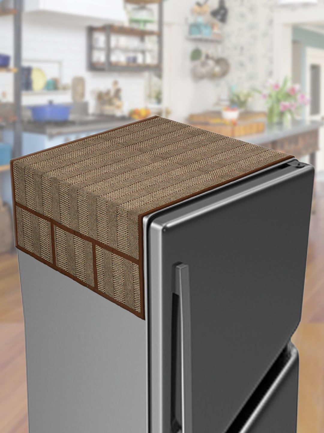 Kuber Industries Golden Striped Jute Fridge Top Cover-picture-35