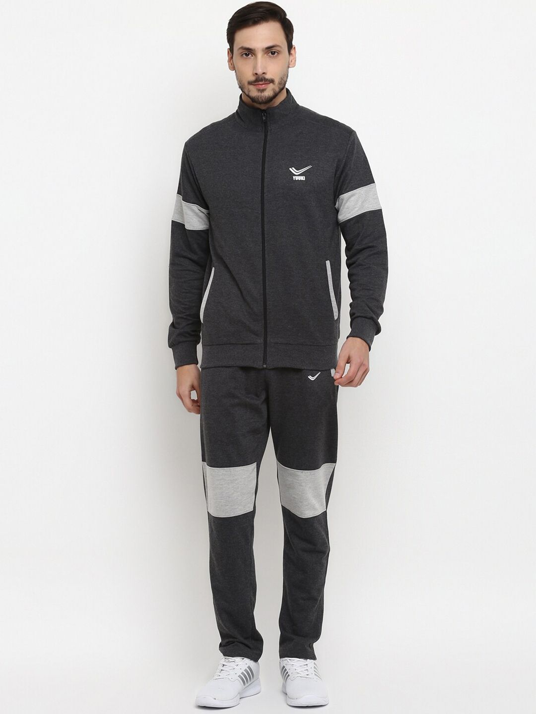 Yuuki Men Grey Solid Tracksuits-picture-30