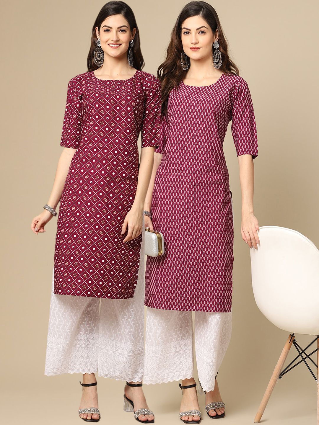 7threads KALINI Women Pack of 2 Printed Crepe Kurta-picture-22