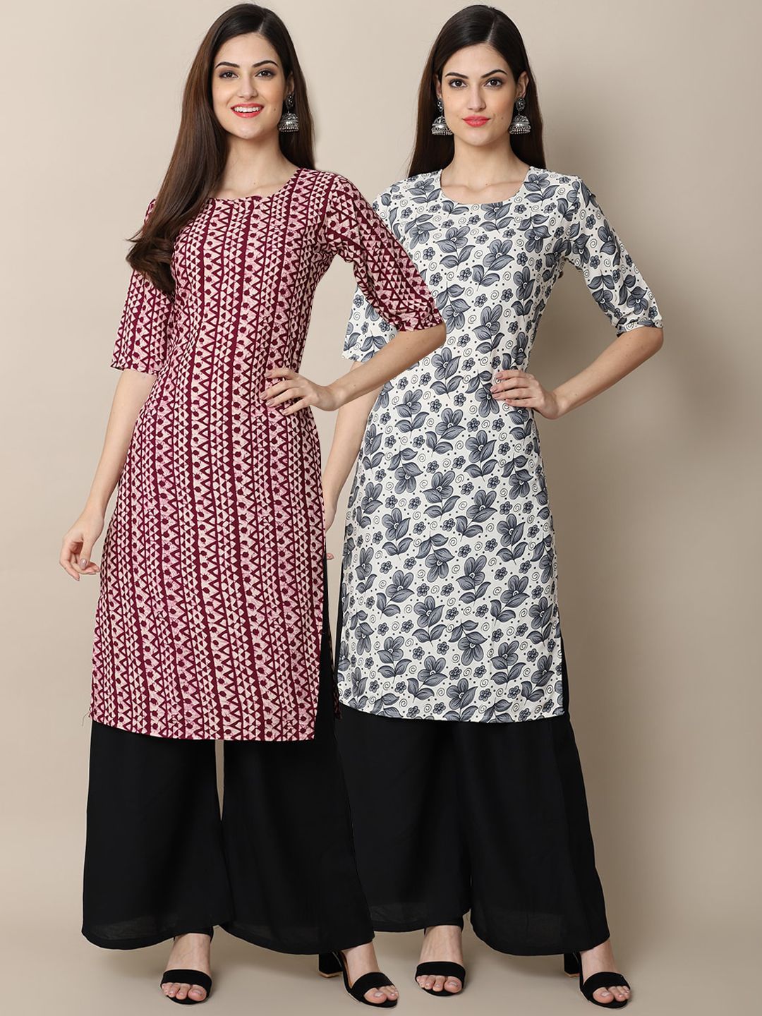 7threads KALINI Women Pack of 2 Printed Crepe Kurta-picture-17