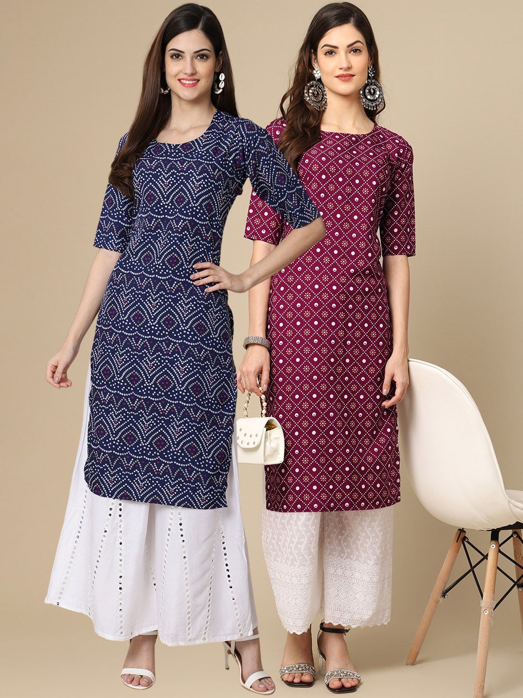 7threads KALINI Set of 2 Women Printed Block Print Handloom Crepe Straight Kurta-picture-27