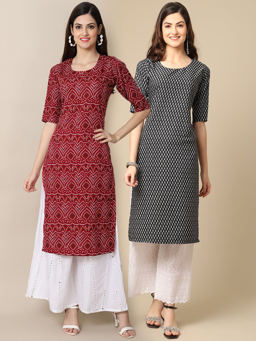 7threads KALINI Women Pack of 2  Ethnic Motifs Printed Crepe Kurta-picture-37