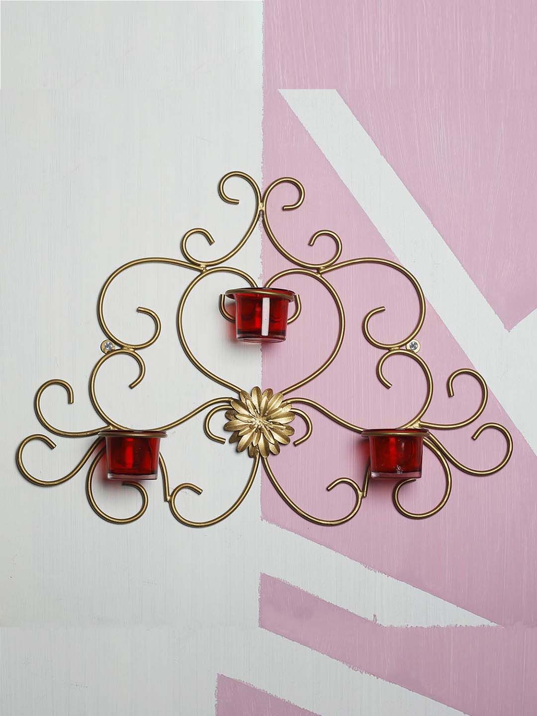 Home Sparkle Gold-Toned Solid Tea-light Candle Holder-image-18