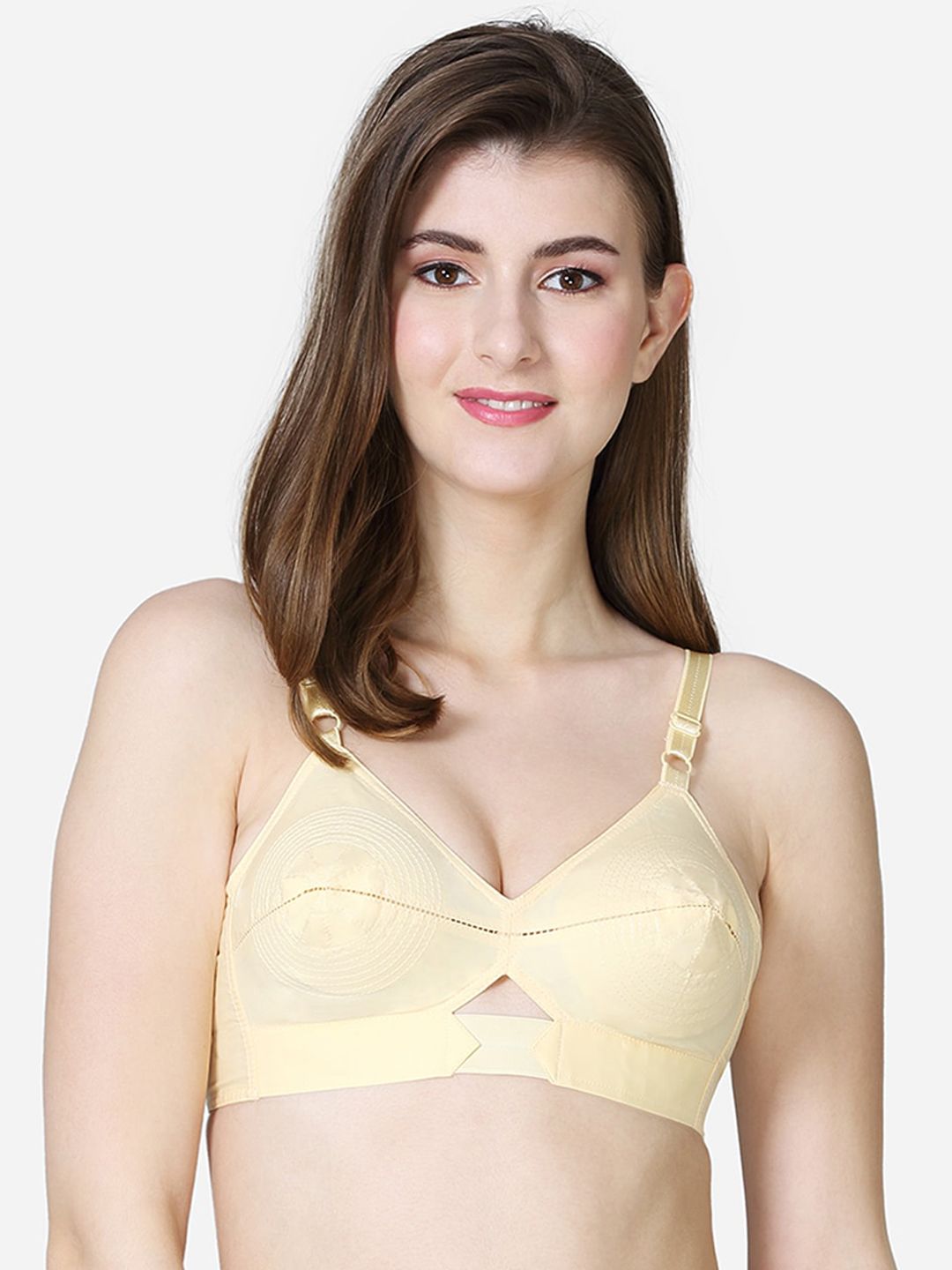 VStar Nude-Coloured Non Padded Non-Wired Everyday Bra-QUEENUBACK-C