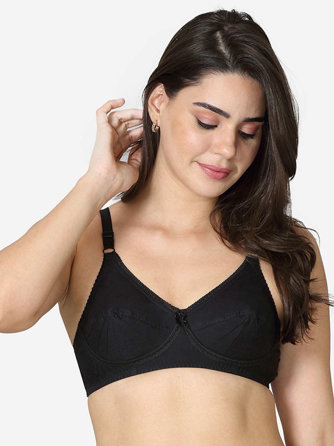 VStar Black Non Padded Non-Wired Everyday Bra-SAREEMATE-B