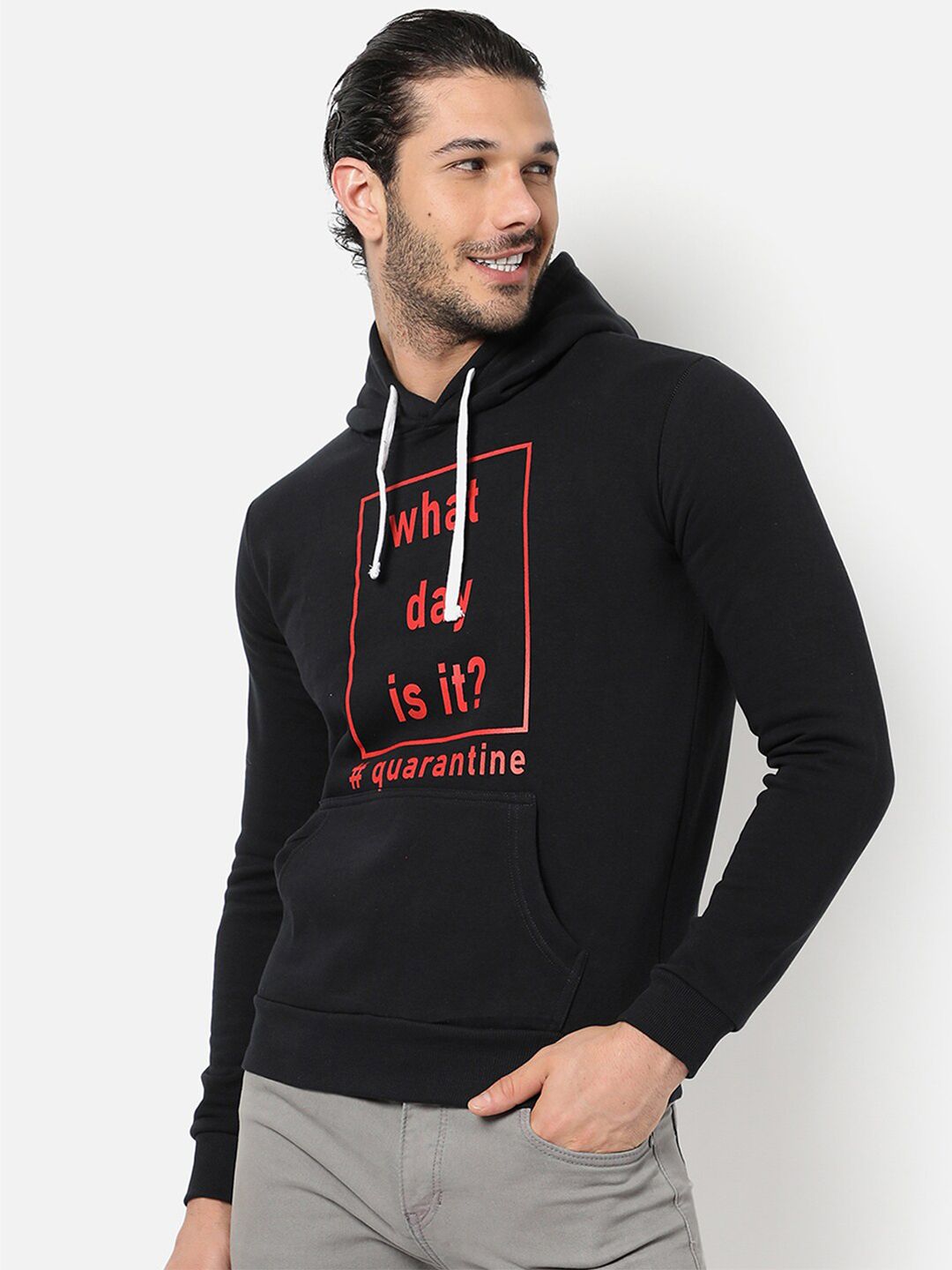 cahoot Campus Sutra Men Black Printed Cotton Hooded Sweatshirt-picture-37