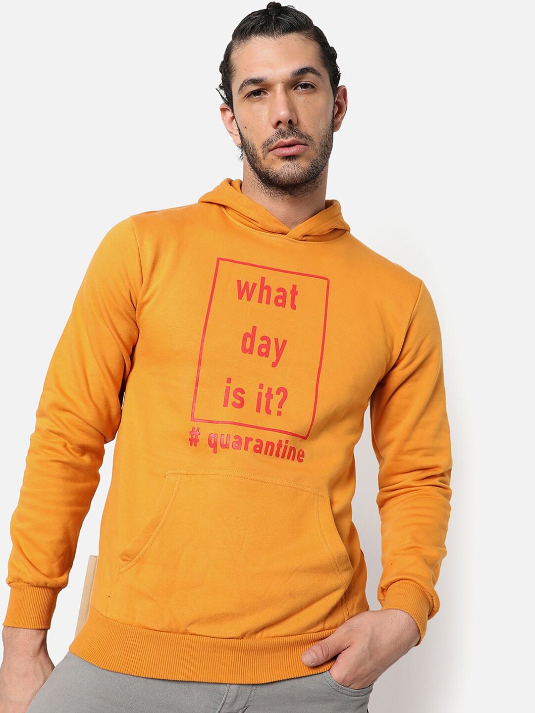 cahoot Campus Sutra Men Mustard Hooded Sweatshirt-picture-53