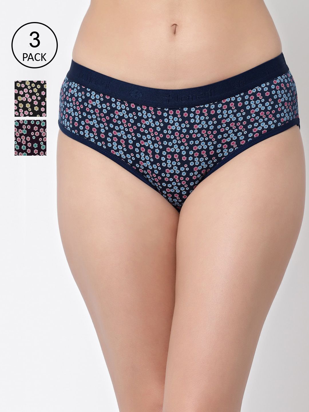 Floret Women Pack Of 3 Assorted Hipster Briefs-picture-13