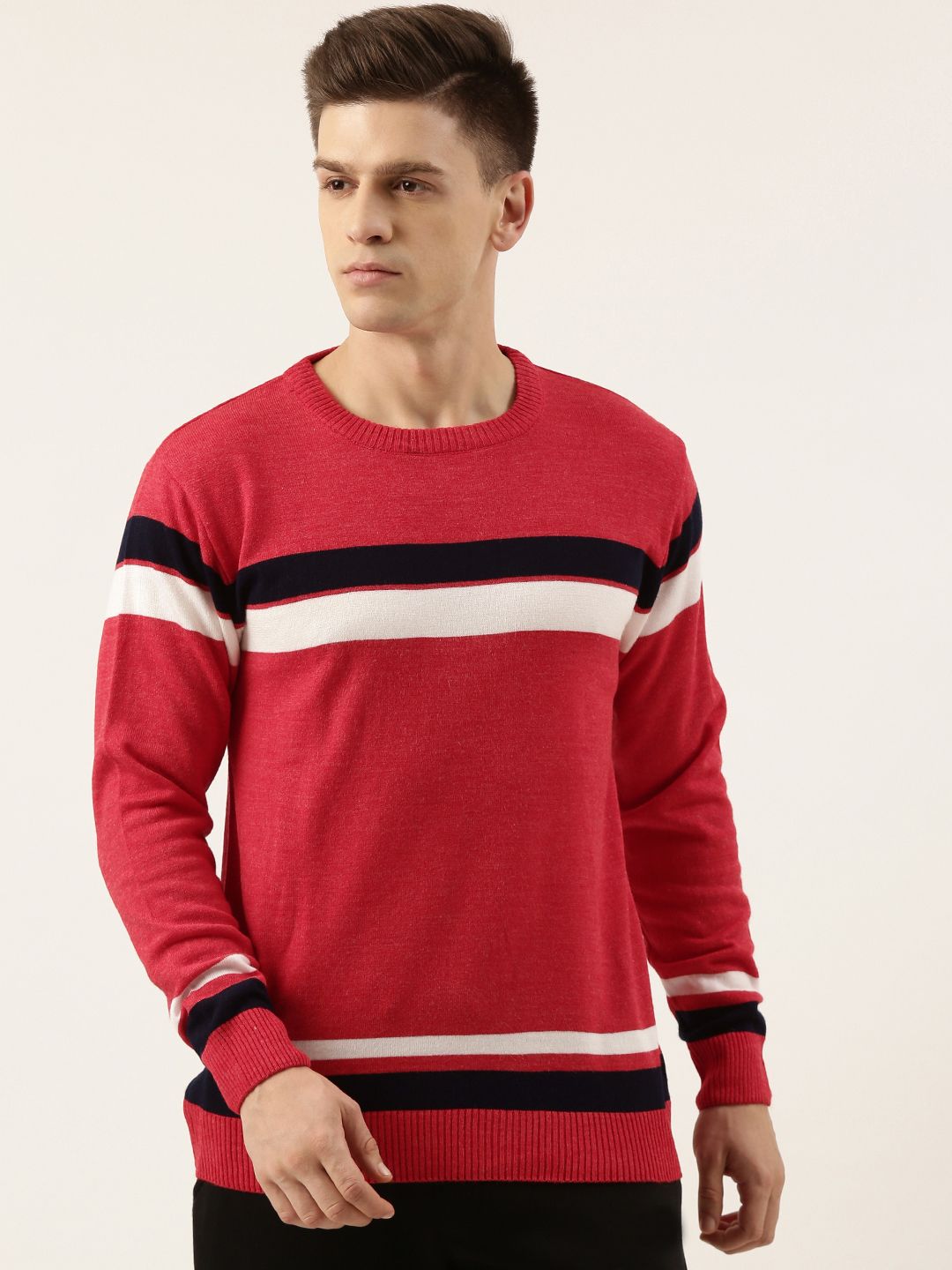 Sports52 wear Men Red & Black Striped Pullover-picture-11