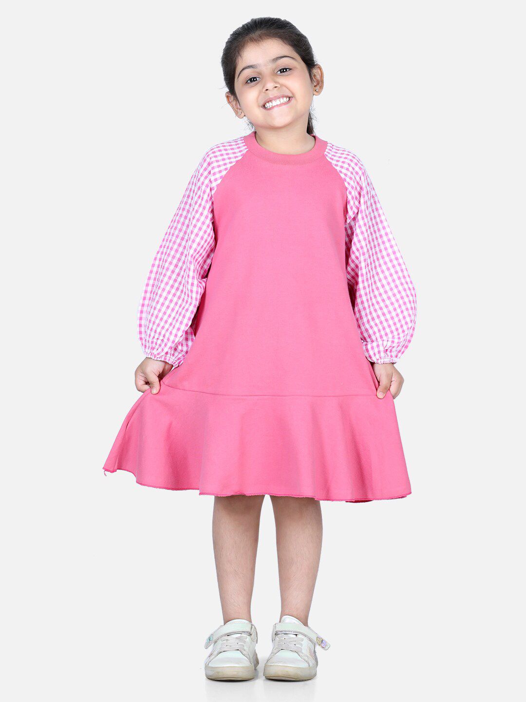 AWW HUNNIE Girls Pink Cotton Drop-Waist Dress-picture-37