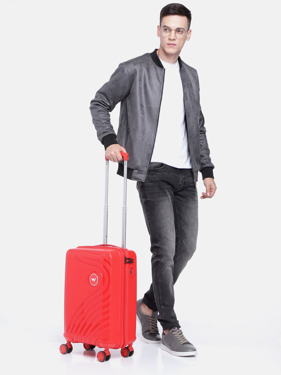 Wildcraft Red Textured Onyx Cabin Trolley Suitcase-picture-32