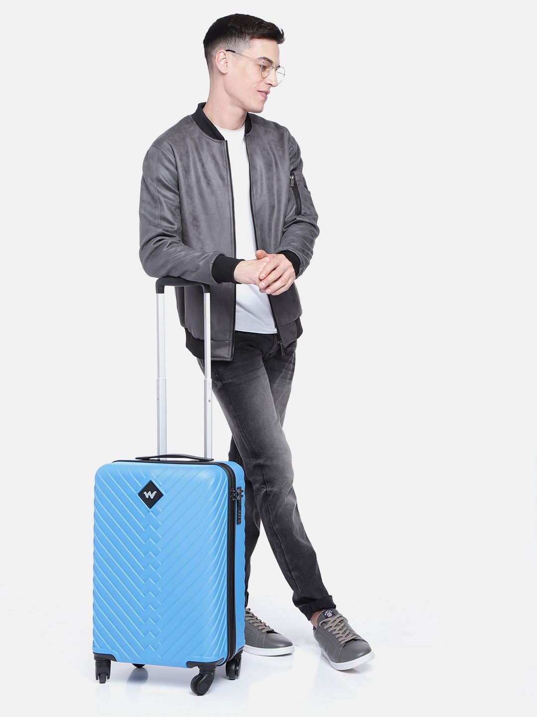 Wildcraft Blue Citron Textured Hard Sided Cabin Trolley Suitcase-picture-12