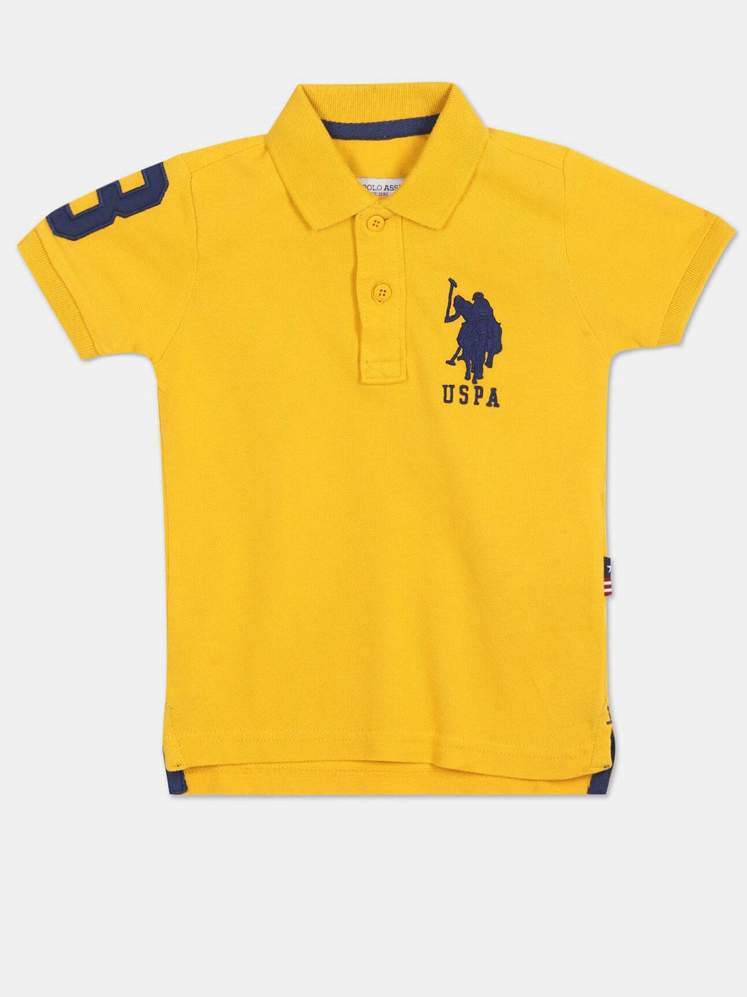 u.s. polo assn. U S Polo Assn Boys Yellow Brand Logo Polo Collar Pure Cotton T-shirt-picture-45