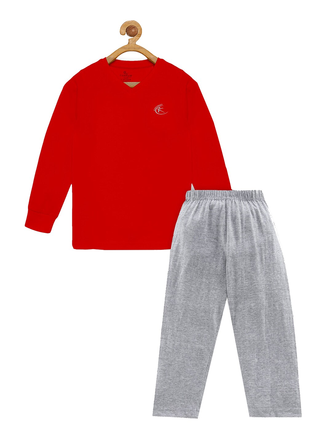 KiddoPanti Boys Red & Grey T-shirt with Pyjamas