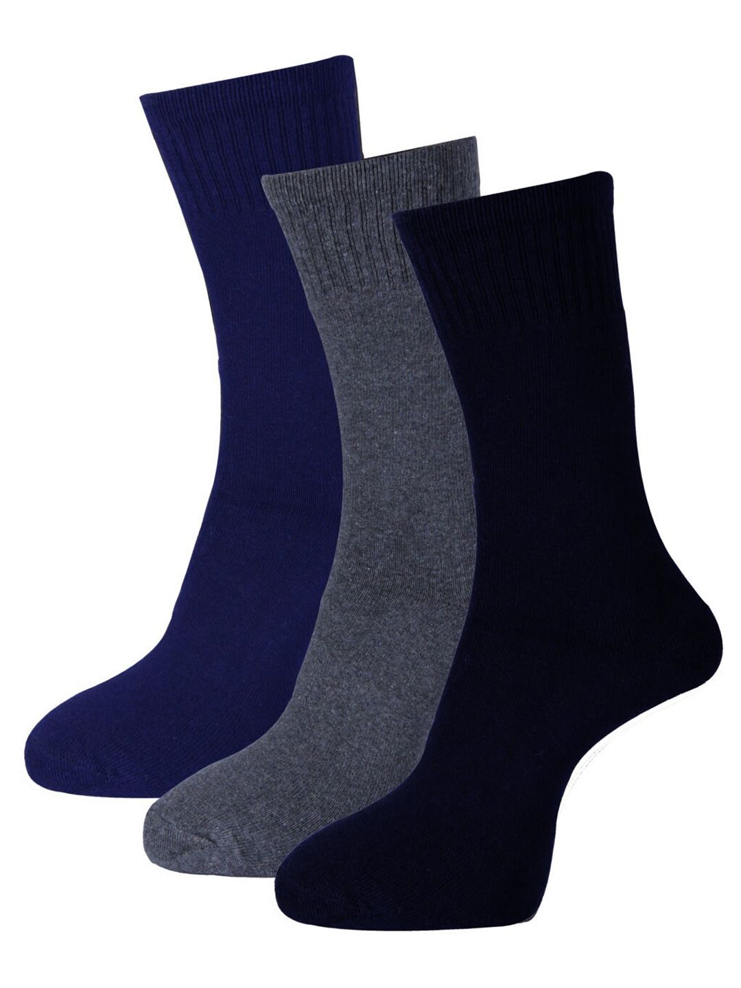 RC. ROYAL CLASS Men Pack Of 3 Blue & Black Solid Cotton Socks-picture-25