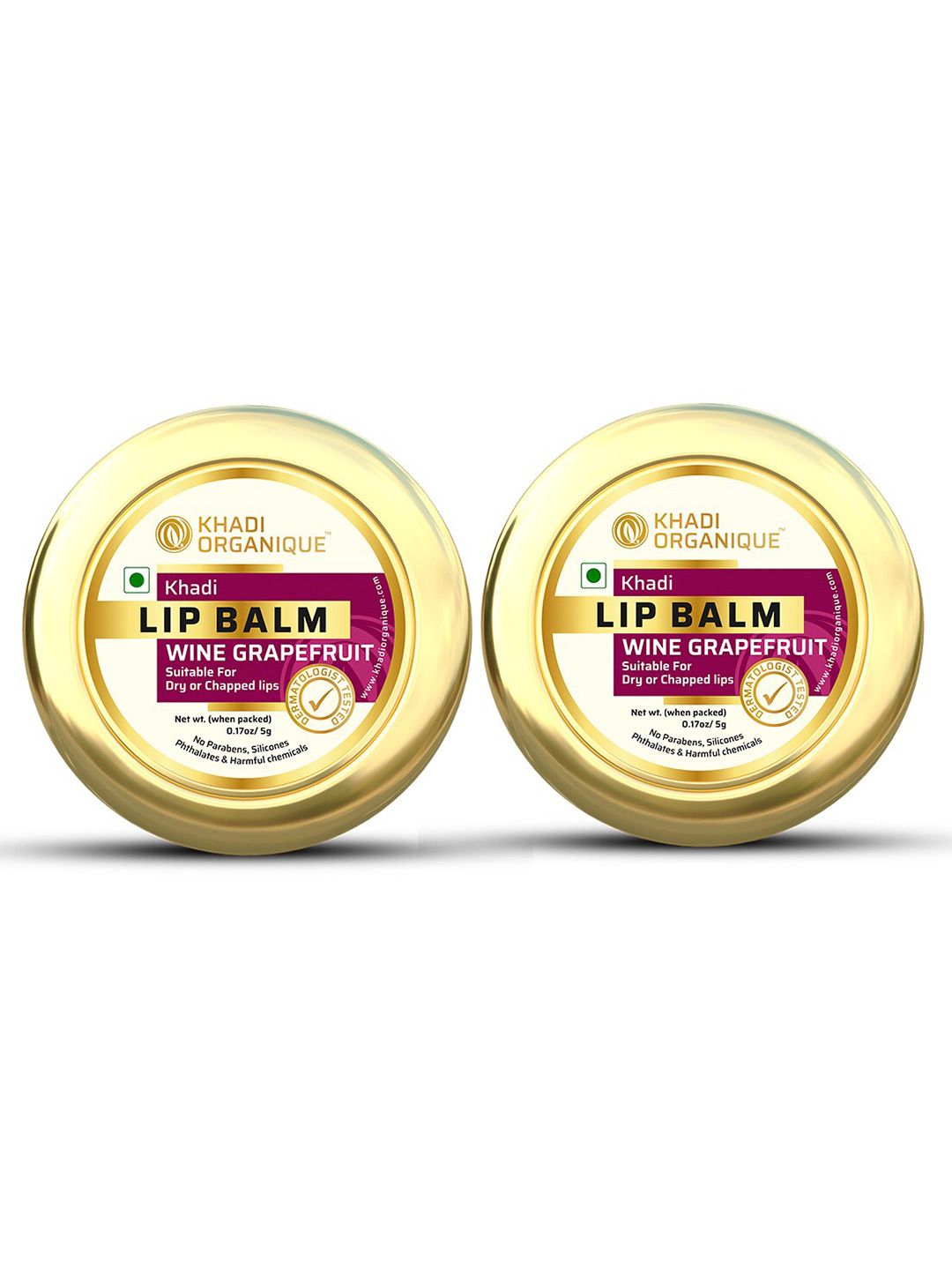 Khadi Organique Set Of 2 Wine Grapefruit Lip Balm with Aloe Vera & Shea Butter - 5g Each-image-14