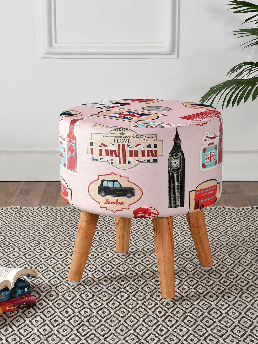 RIANCE CREATIONS Pink Printed Wooden  Ottomans-image-46