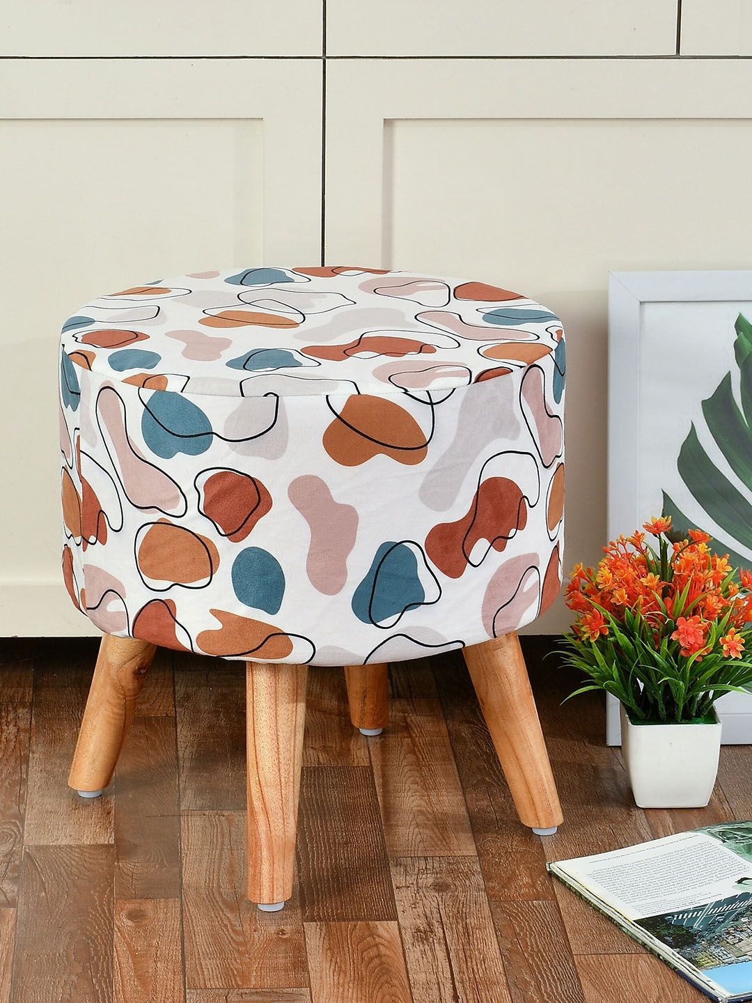 RIANCE CREATIONS White & Brown Printed Ottomans-image-48