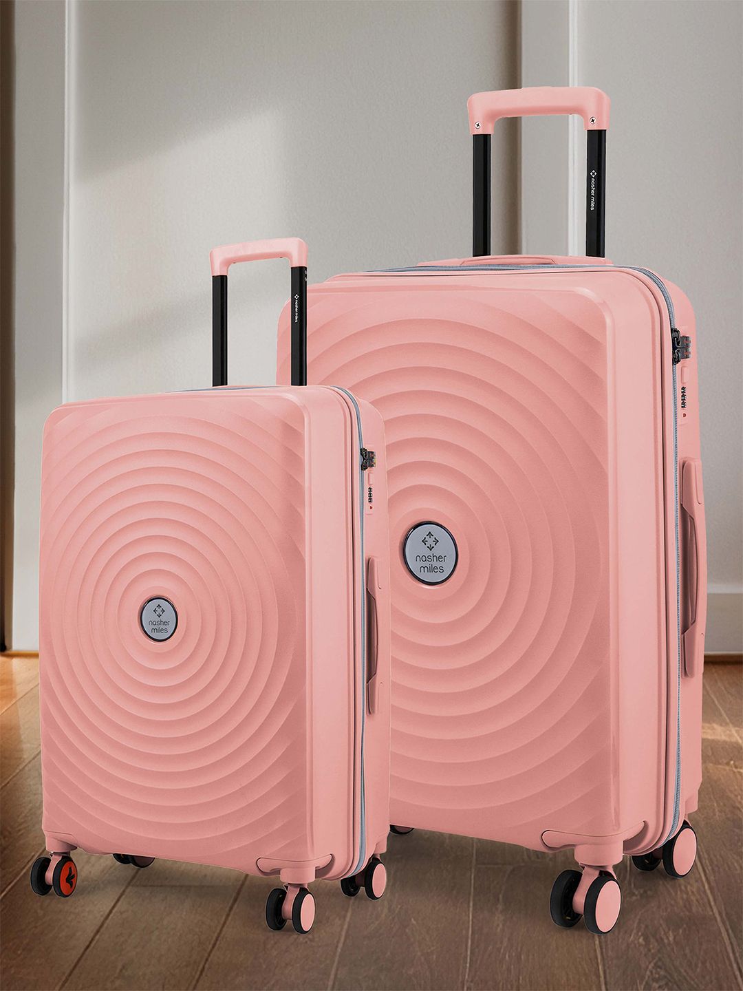 Nasher Miles Goa Hard-Sided Polypropylene Set of 2 M/L Peach Trolley Bags (65-75 cm)-picture-21