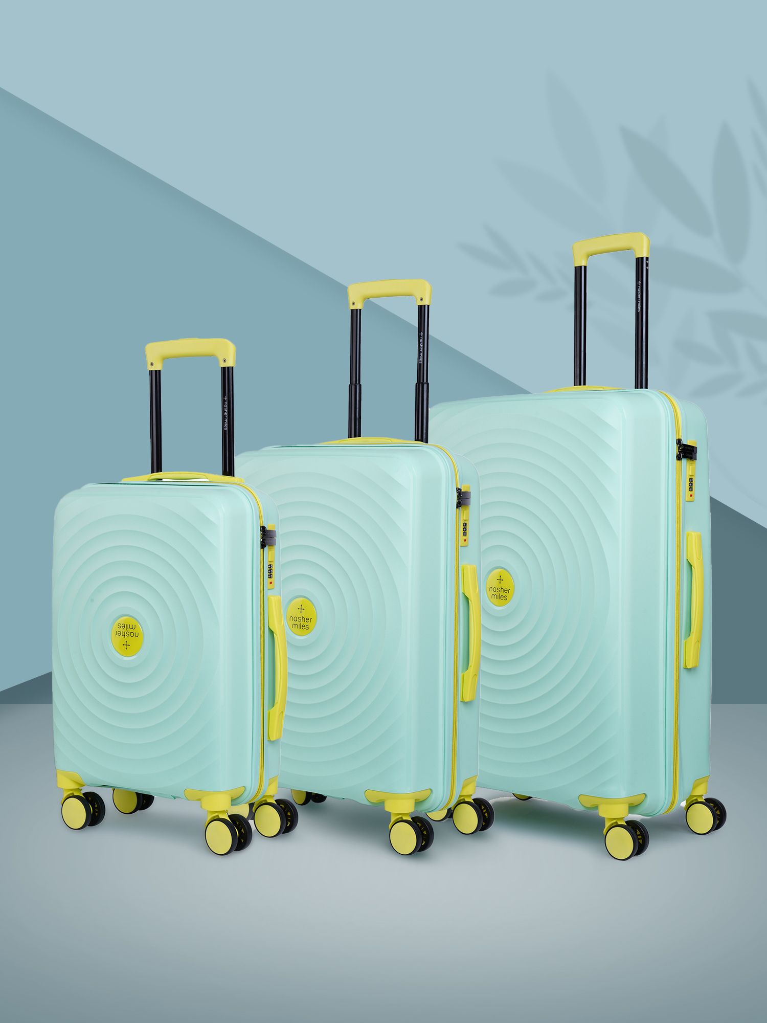 Nasher Miles Set Of 3 Green Solid Hard-sided Check-In Luggage Trolley Bag-picture-24