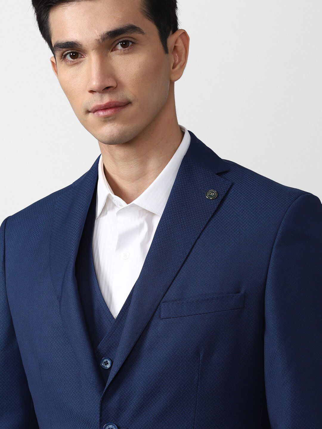 Peter England Elite Men Navy Blue Solid Slim-Fit Single-Breasted Three-Piece Formal Suit-picture-10