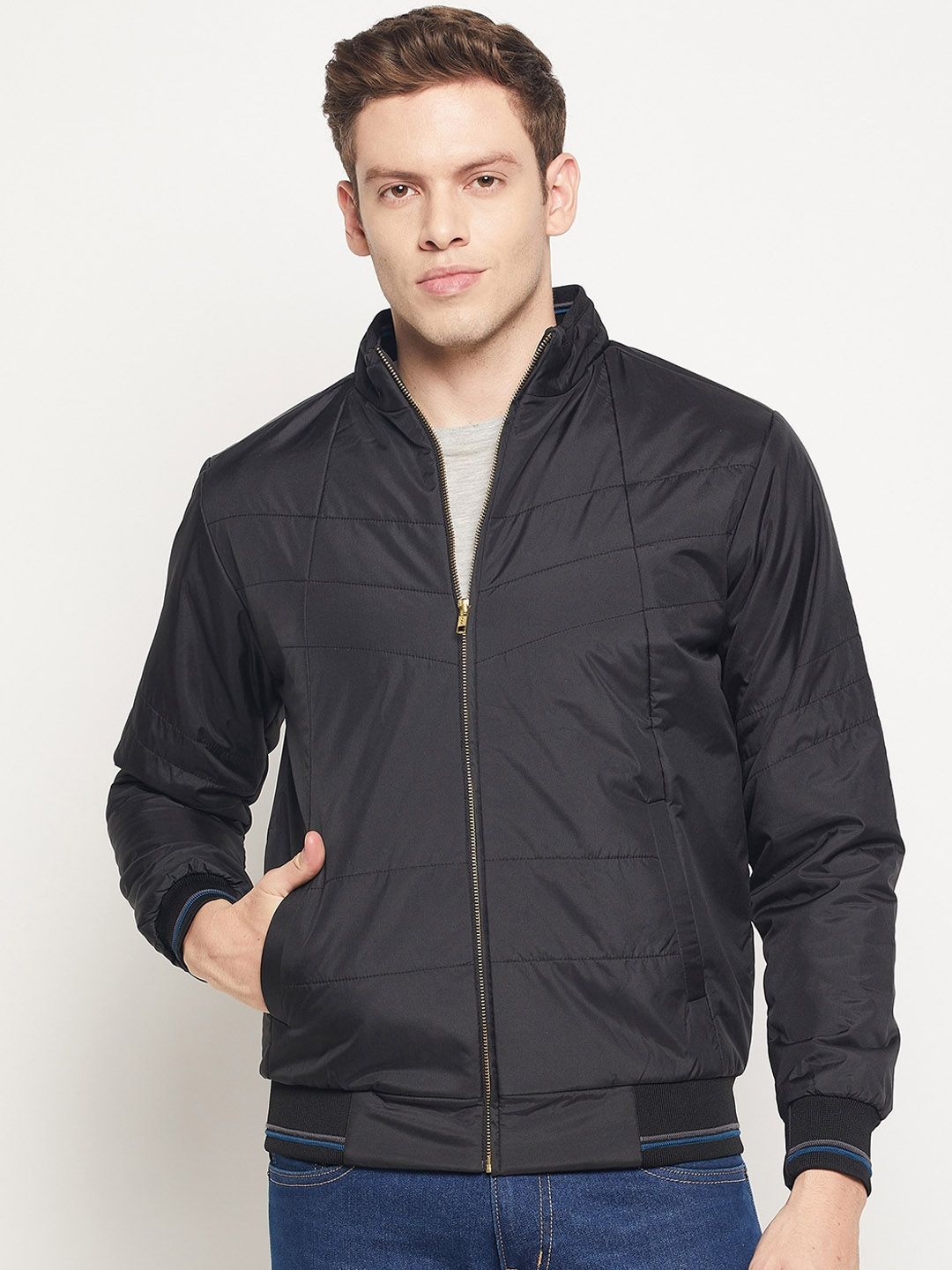 Spirit Men Black Windcheater and Water Resistant Puffer Jacket