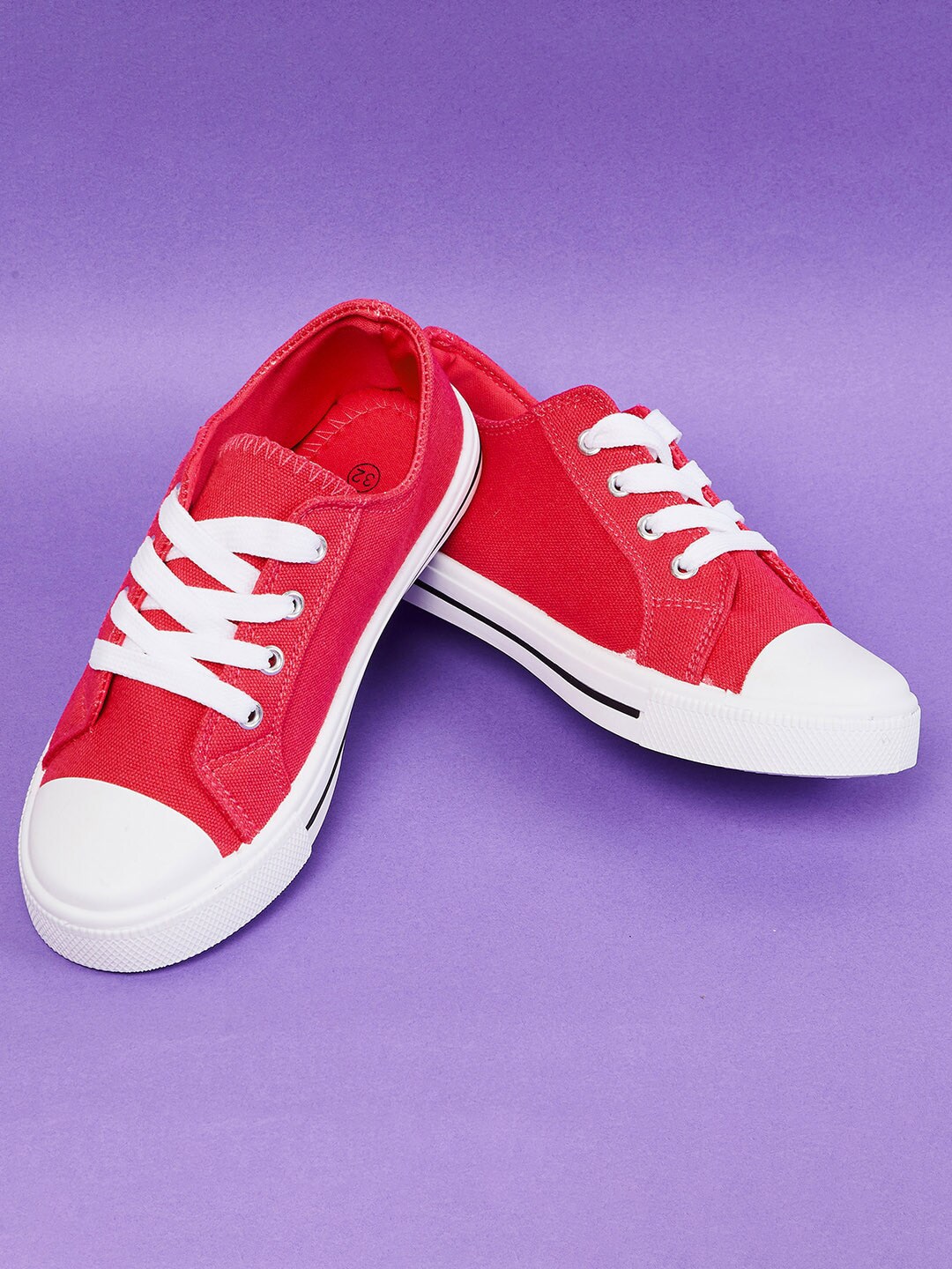 max Girls Woven Design Canvas Lace Up Sneakers
