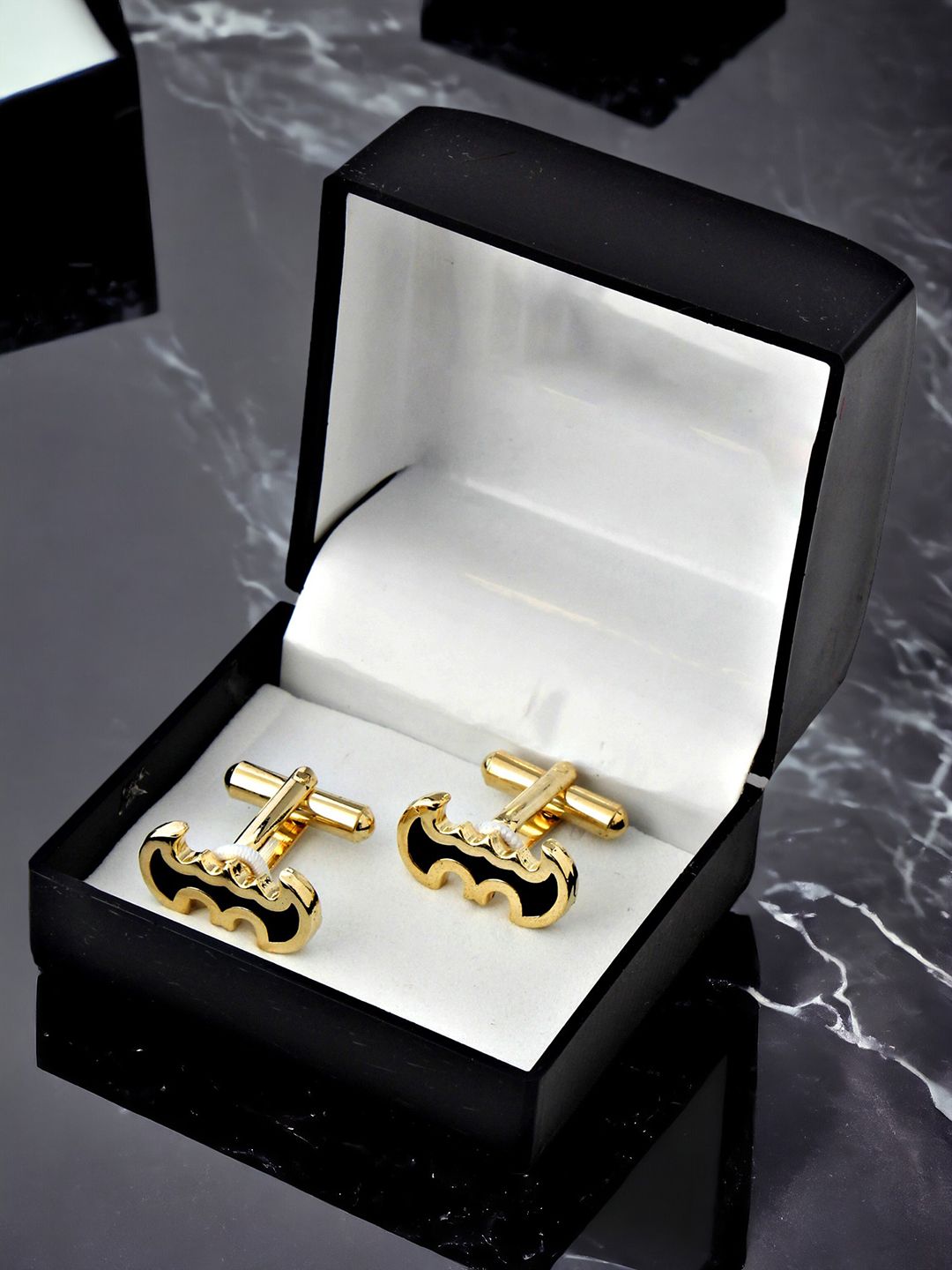 LUCKY JEWELLERY Black Gold Plated Quirky Cufflink-picture-20