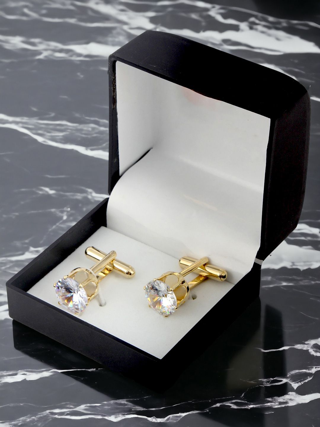 LUCKY JEWELLERY White Gold Plated Geometric Cufflink-picture-47
