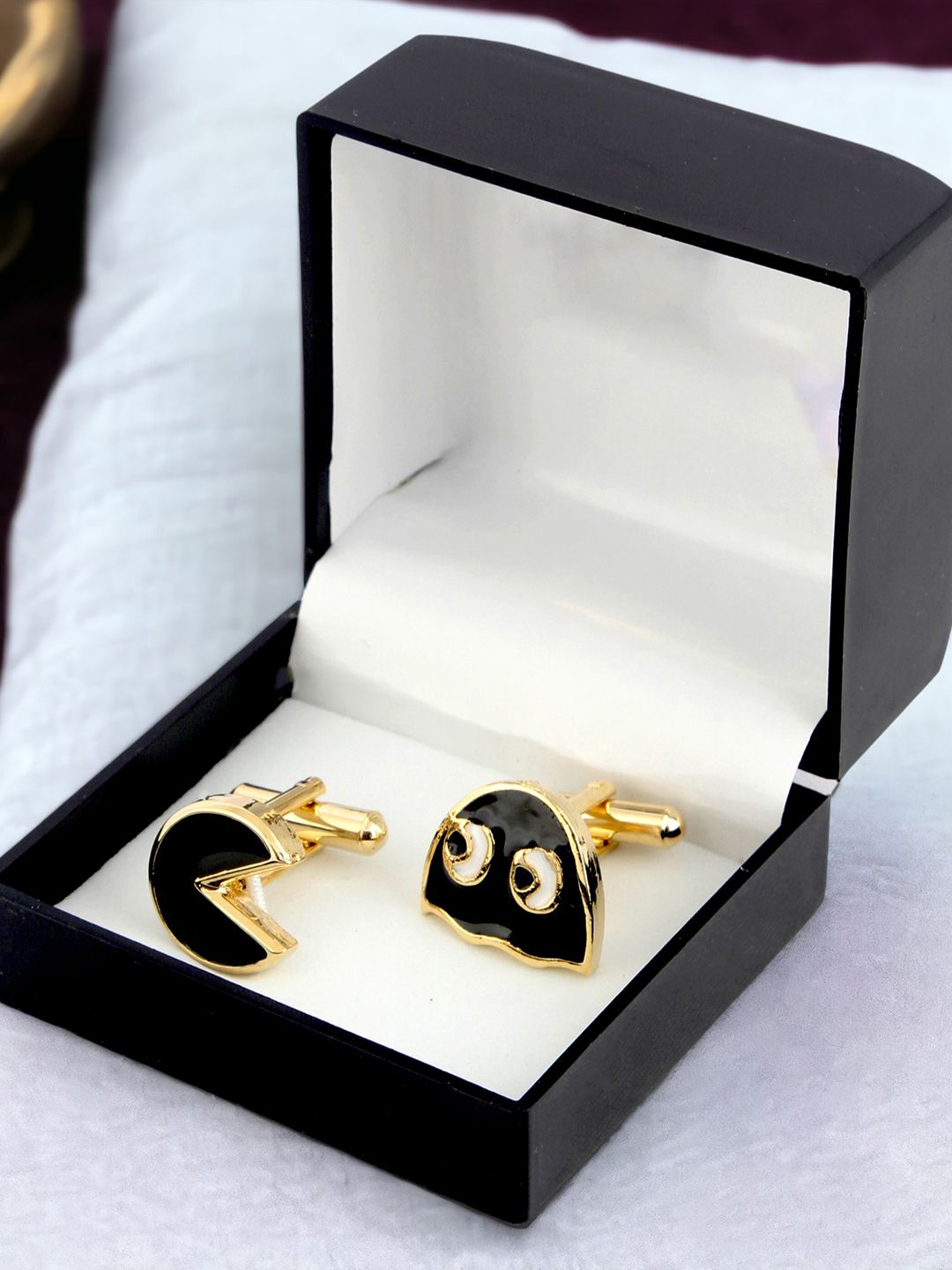 LUCKY JEWELLERY Gold Plated Black Quirky Cufflink-picture-30