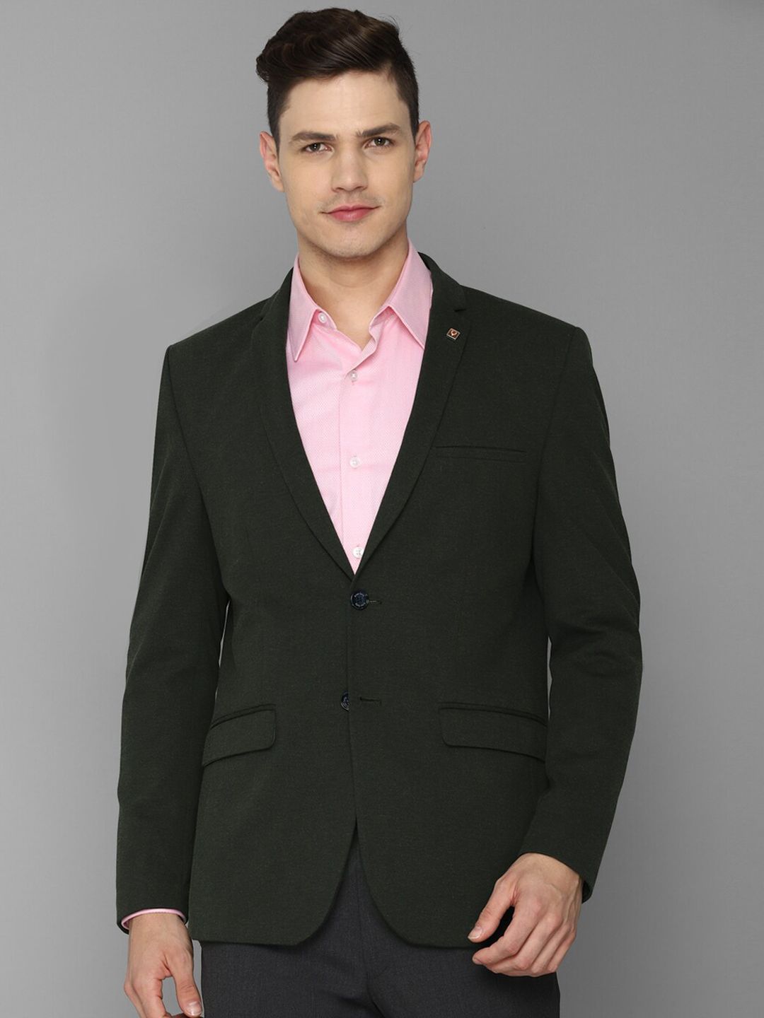 Allen Solly Men Green Solid Single Breasted Slim-Fit Blazer-picture-21