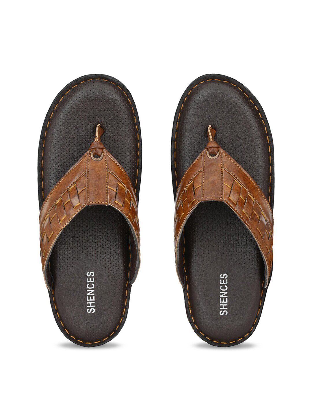 Shences brown best sale leather slippers