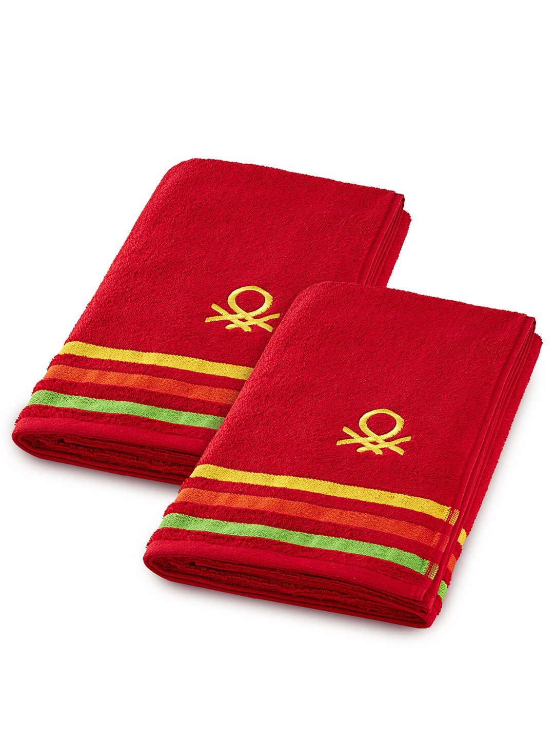 United Colors of Benetton Set Of 2 Red Cotton  Hand Towel