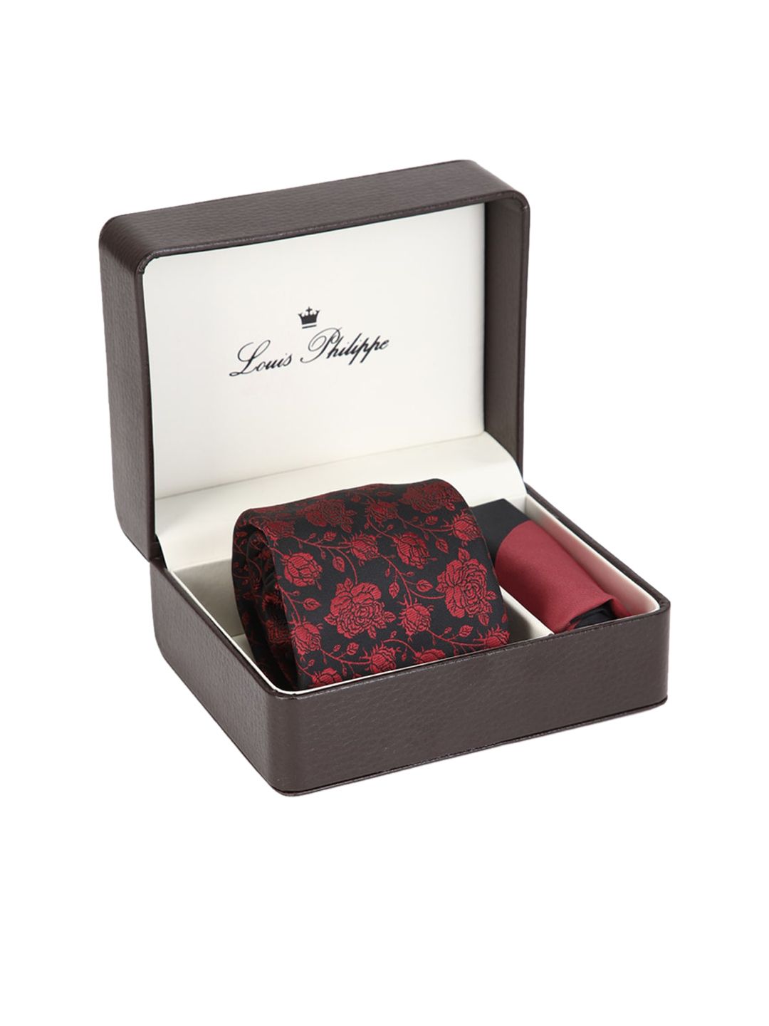 Louis Philippe Men Maroon Printed Accessory Gift Set-picture-22