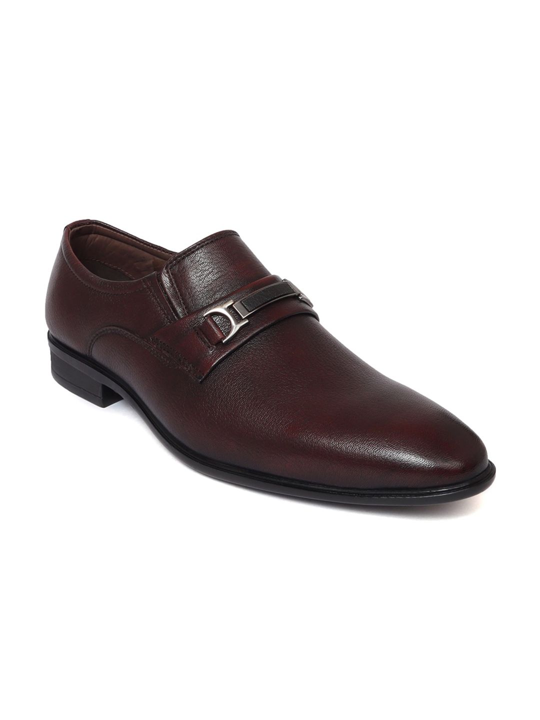 Zoom Shoes Men Brown Solid Leather Formal Slip-On Shoes-image-40