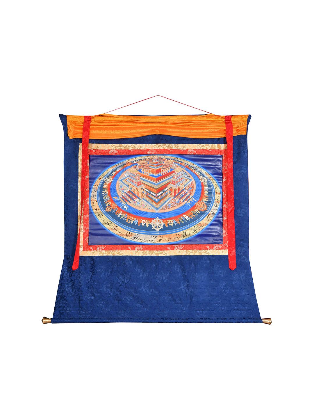 Exotic India Blue Printed Kalachakra Mandala Painting Wall Art-image-41