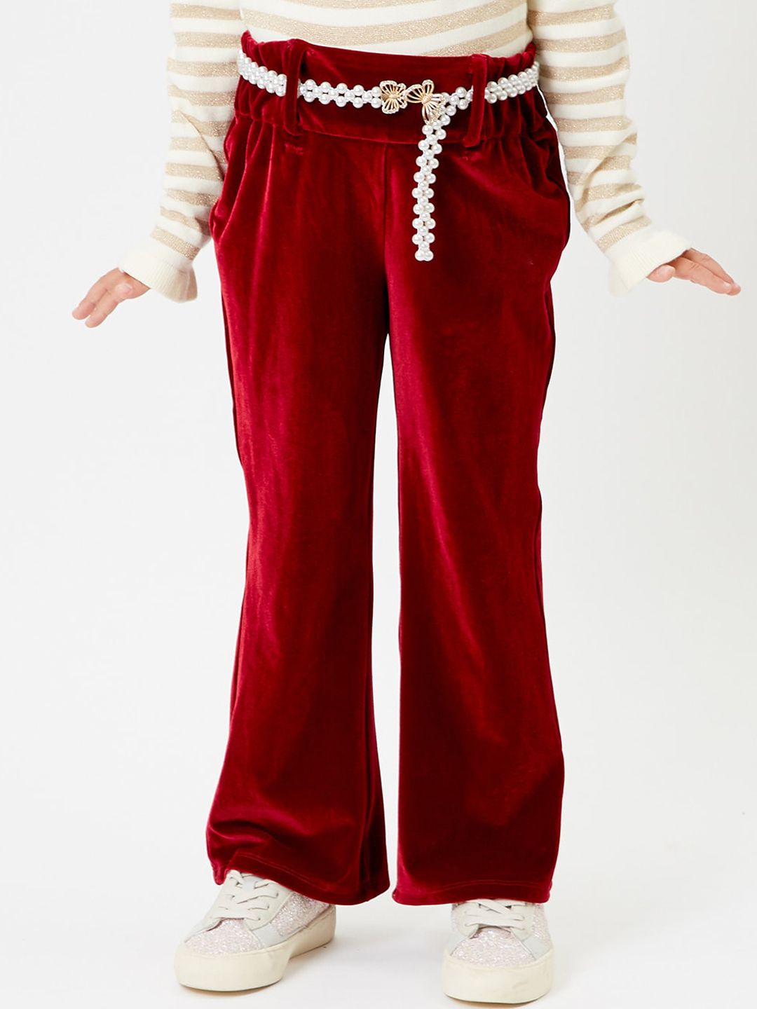 One Friday Girls Burgundy Relaxed Trousers-picture-23