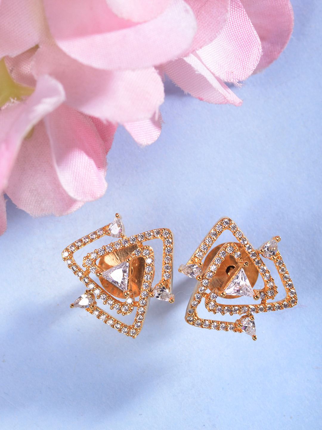 Saraf RS Jewellery Women Gold-Plated Star Shaped Studs Earrings-image-42