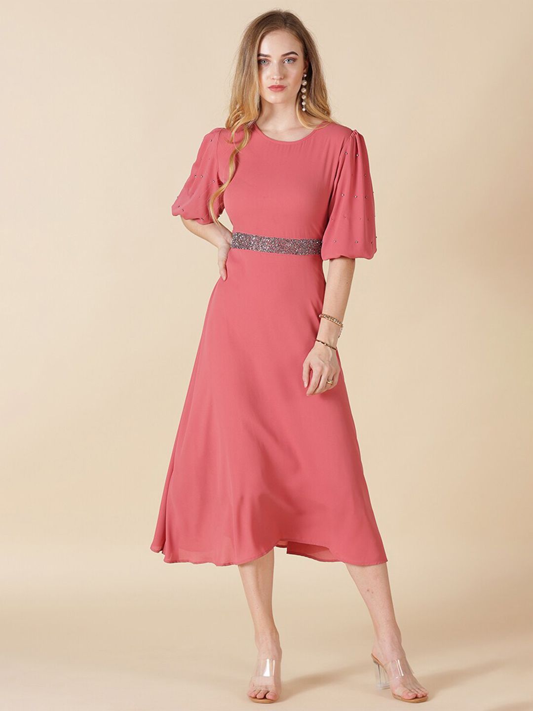 Gipsy Pink A-Line Midi Dress-picture-30