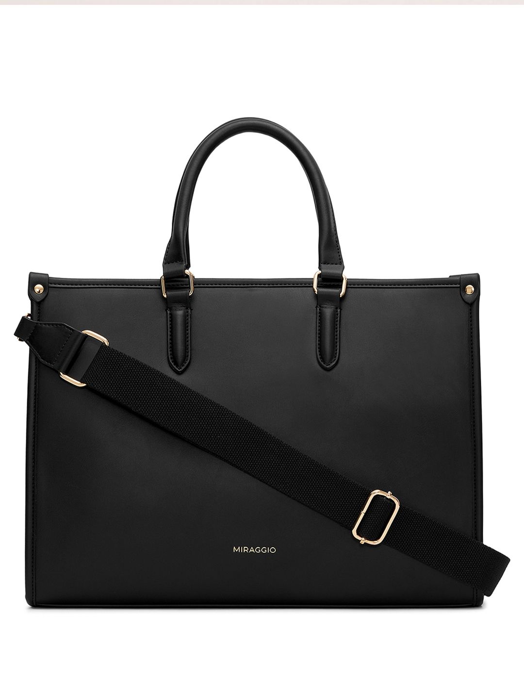 MIRAGGIO Denice Black Tote Bag with Adjustable & Detachable Sling-picture-28
