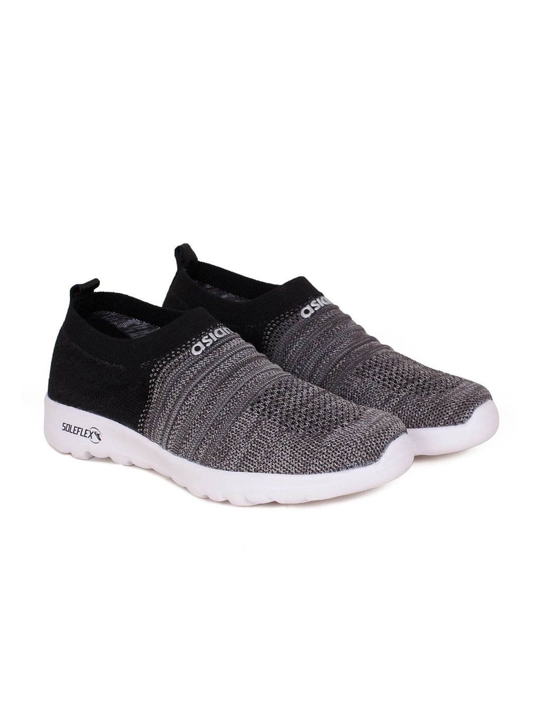 ASIAN Girls Grey & Black Woven Design Slip-On Sneakers-picture-56