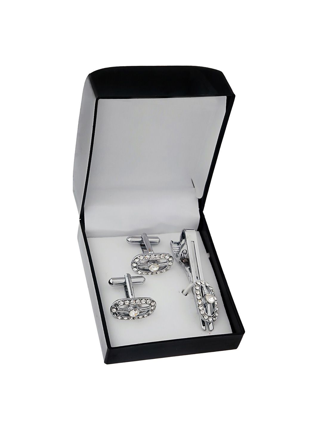 LUCKY JEWELLERY Silver Plated Geometric Cufflink-picture-27