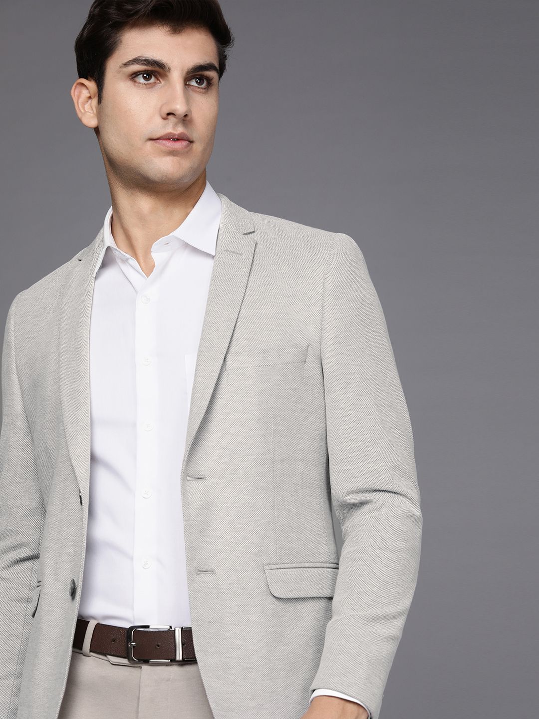 Louis Philippe Sport Men Self-Design Single-Breasted Pure-Cotton Slim-Fit Blazer-picture-33