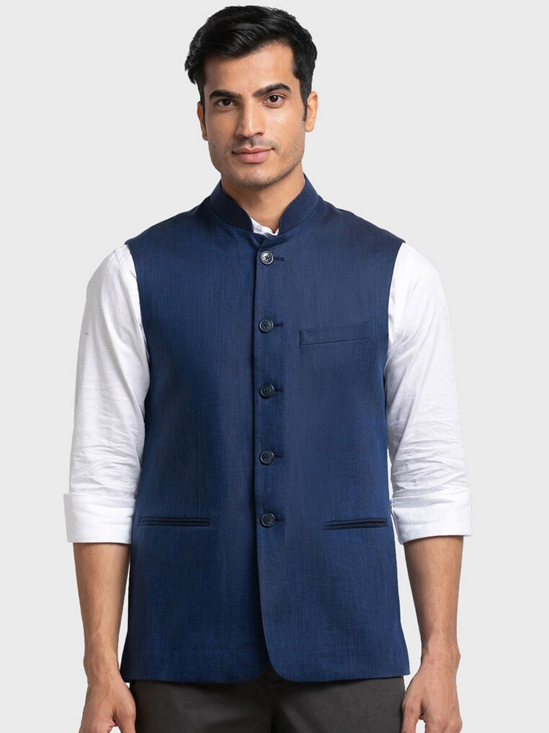 ColorPlus Men Blue Pure Cotton Blazer-picture-22