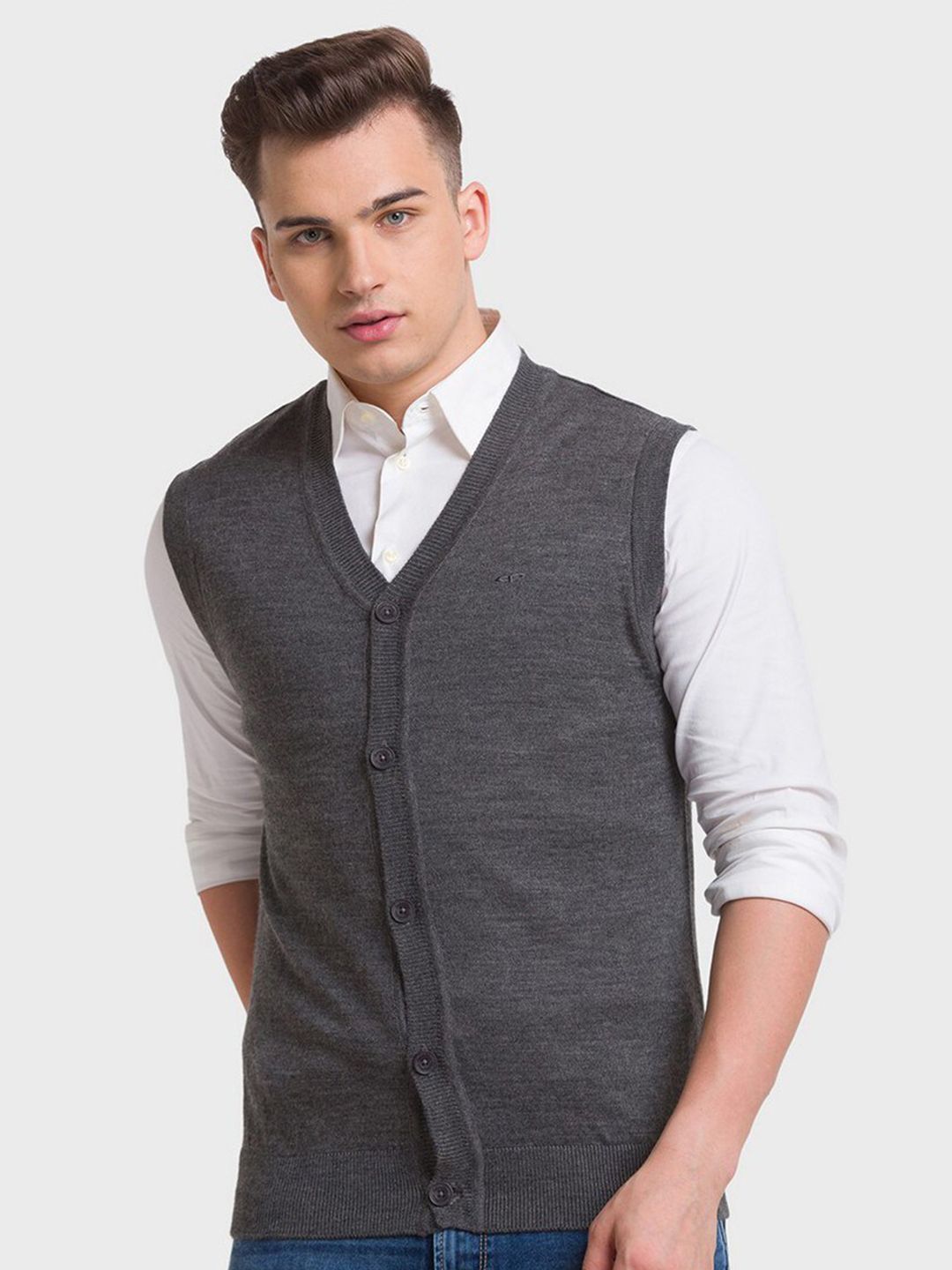 ColorPlus Men Grey Sweater Vest-picture-17