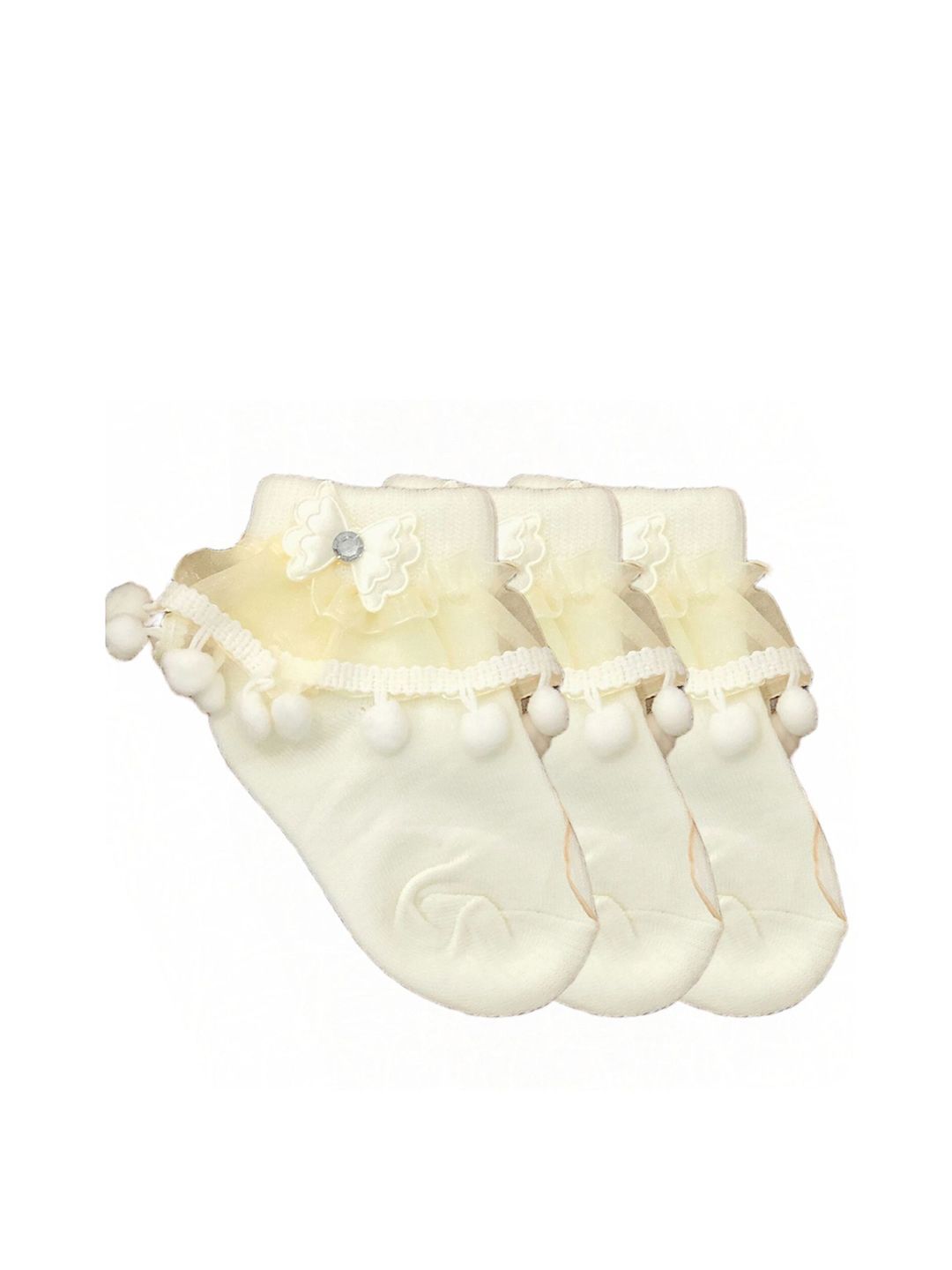 N2S NEXT2SKIN Girls Pack Of 3 Solid Ankle-Length Socks with Frills-picture-50