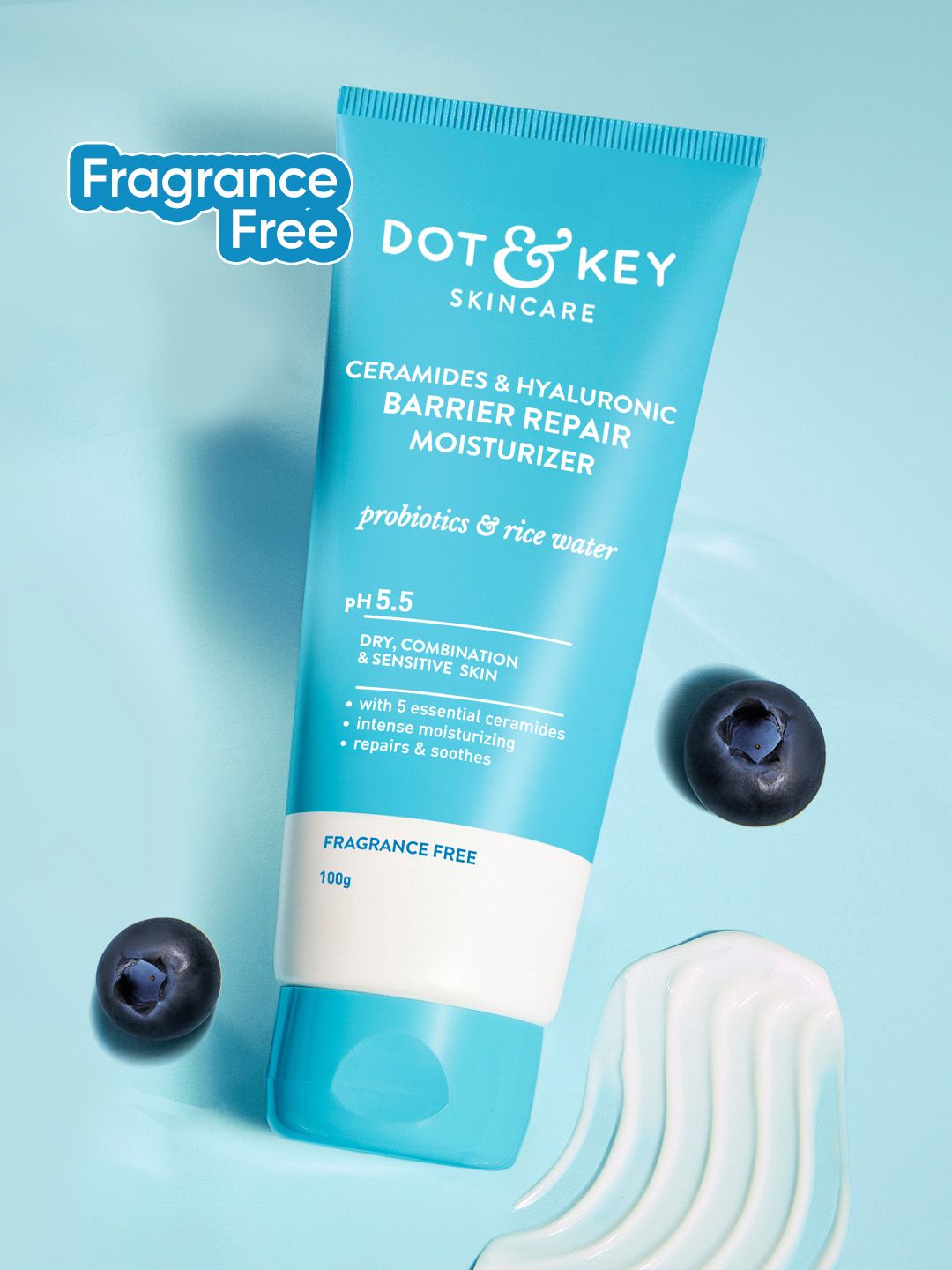 DOT & KEY Barrier Repair Hydrating pH5.5 Face Cream with Ceramides & Hyaluronic - 100g