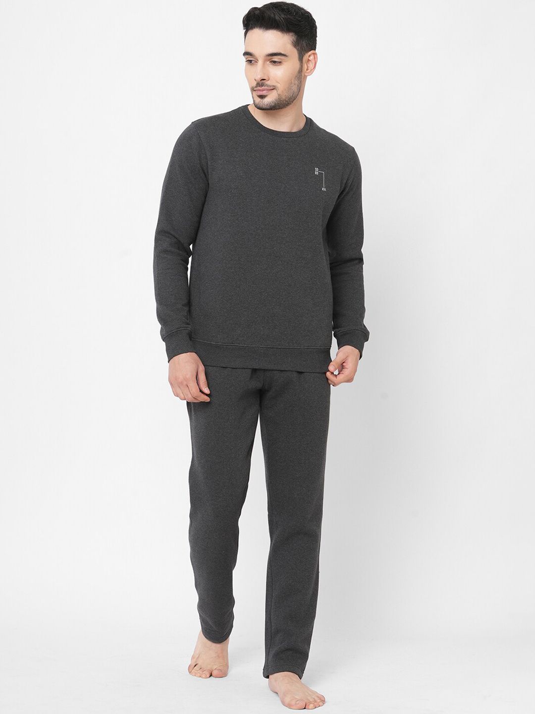 Sweet Dreams Men Charcoal Grey Solid Tracksuits-picture-44